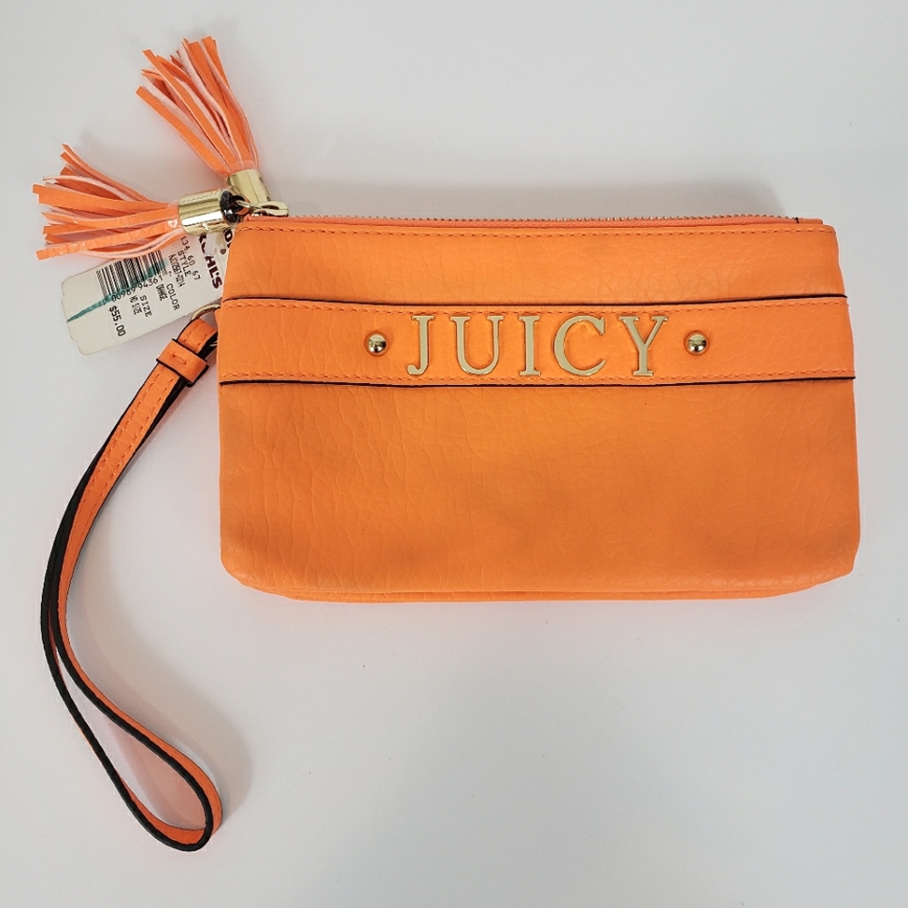Juicy Couture hot orange double wristlet clutch